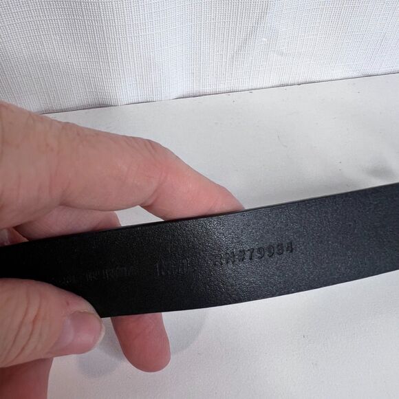 Chicos Statement Belt Silver Metal Hook Buckle Black Leather Adjustable MD** - Picture 7 of 9